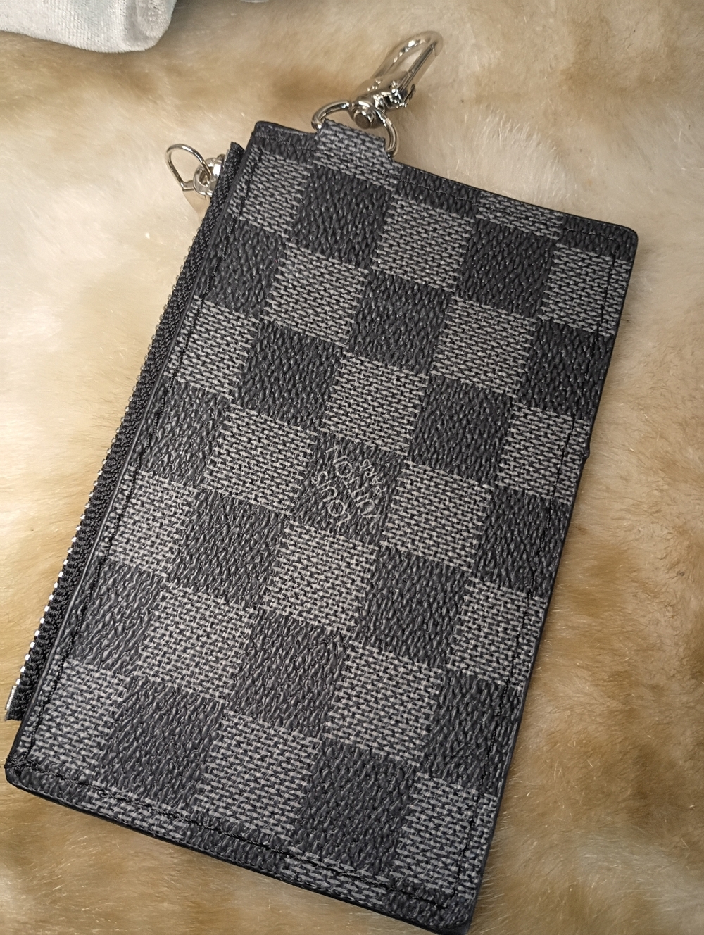 Louis Designer Look Damier Graphite Key Pouch Wallet - Picture 5 of 8